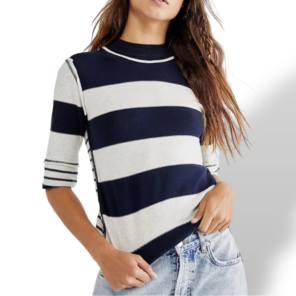 FREE PEOPLE Raleigh Tee Navy XS